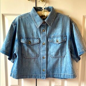 Madewell Boxy-Crop Button-Up Shirt: Airy Denim Edition, M, NWT